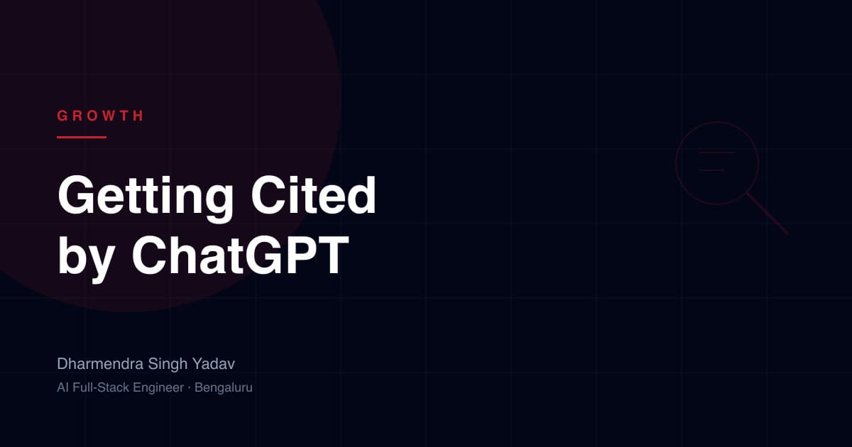 Illustration titled 'Getting Cited by ChatGPT' with a magnifying glass motif.